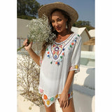 Vintage Women Floral Embroidered Summer Beach Dress