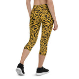 Yellow Tiger Capri Leggings for Women