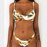 Bikini Mujer 2019 Underwired Push-up Padded Bra Bikini Set Floral Print Swimwear Swimsuit 2pcs High Waist Bathing Beachwear