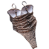 Meihuida Sexy Swimwear 2020 High Leg Cut Swimming Suit For Women Leopard Print Solid Swimsuit Padded Push-up Bikini Set