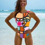 Halter Print 2021 Sexy Women One Piece Swimsuit Swimwear Female Brazilian Bathing Suits Bodysuit Beach Wear Backless Monokini