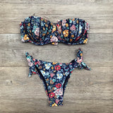 Women bikini swimsuit 2021 Sexy Bandage Floral Print Breast Pad sexy Swimwear Split Bathing suit Swimsuit maillot de bain femme