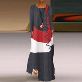 Women Patchwork Sundress Maxi Kaftan Casual 100% Cotton Robe