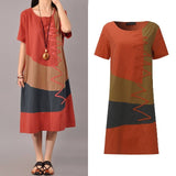 Women Patchwork Sundress Maxi Kaftan Casual 100% Cotton Robe