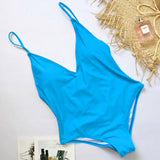 2021 V Neck Female Swimwear One Piece Swimsuit Women Backless Monokini Sexy Bather Plus size High cut Bathing Suit Swim Bodysuit