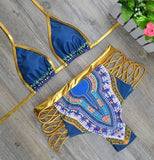 New Two-Piece Bikini Set Sexy Geometric Summer Swimwear Swimsuit Gold High Waist