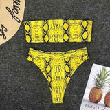 2021 New High Waist  Bikini set Yellow Bandeau Swimsuit Sexy Print Thong Bikini Women Swimwear Two-pieces Bathing Suit