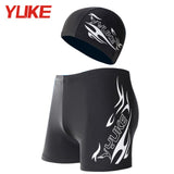 Yuke Men's Swimming Set Swim Trunks Glasses Cap Carry Bag Plus Size Swimwear adult Men Swimsuit Bathing Suit Beach Boxer Shorts