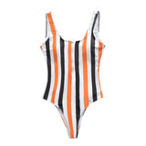 One Piece Swimsuit Push Up Swimwear Women's Striped Monokini Vintage Print Beach Bathing Suit