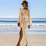 New Knitted Beach Cover Up Women Bikini Swimsuit Cover Up Beach Dress Tassel Tunics Cover-Ups Beachwear
