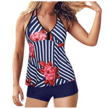 Women's Swimwear Tankini Push Up Swimsuit Tummy Control Top With Shorts Two Piece Suits High Waist Bathing Suit Bikini Set