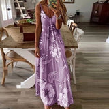 Summer Casual Sleeveless Solid Long Beach Dress
