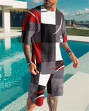 Men's sports suit T-shirt + shorts  2-piece set 3D creative printing short-sleeved sportswear