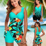Two Piece Swimsuit Swimwear Flower Print Summer Swimdress